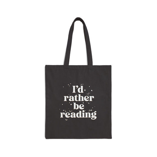 I'd Rather Be Reading Cotton Canvas Tote Bag - Book Lover's Eco-Friendly Shopper